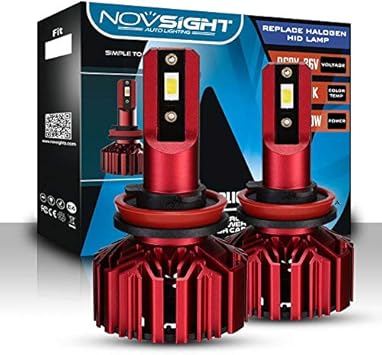 Amazon Com Novsight Led Headlight Bulbs All In One Conversion Kit H11 H8 H9 lm Pair 5000lm Bulb 60w Pair 30w Bulb 6000k Cool White Automotive