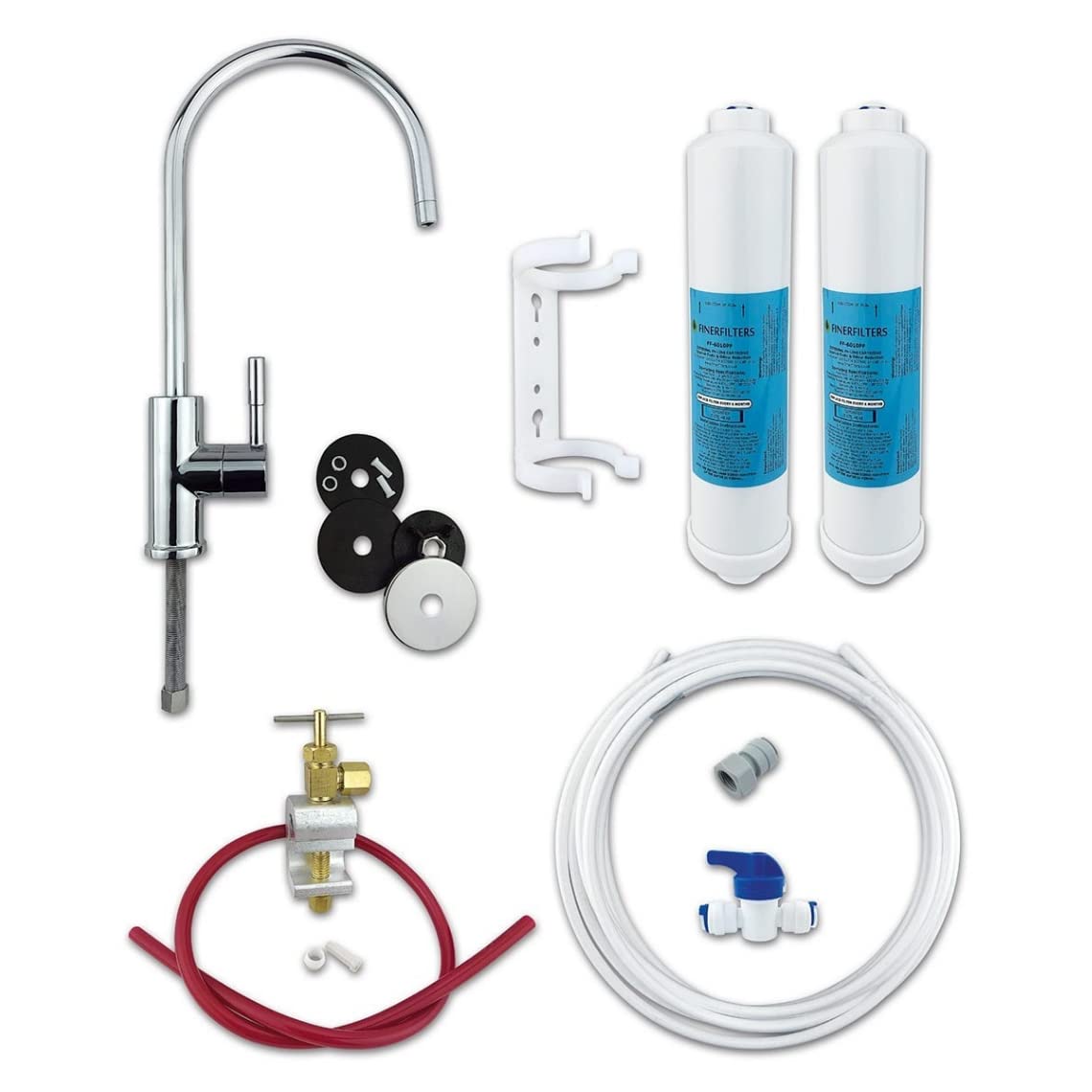 Under Sink Drinking Water Filter Kit System Including Tap and Accessories - Finerfilters CLASSIC FF-6010PF (Chrome + Extra Filter)