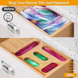 Bamboo Ziplock Bag Organizer For Drawer, Food
