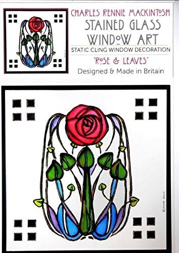 Winged Heart presented by Celtic Glass Designs Static Window Cling in a Mackintosh Rose and Leaves Design - Image 3