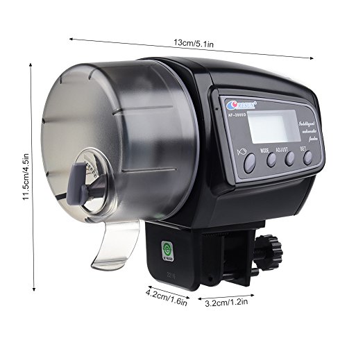 Petacc Automatic Fish Feeder Auto Aquarium Feeder Fish Food Dispenser with Electric Thermometer, Suitable for Aquarium, Fish Tank, Turtle Bowl and Reptile Tank