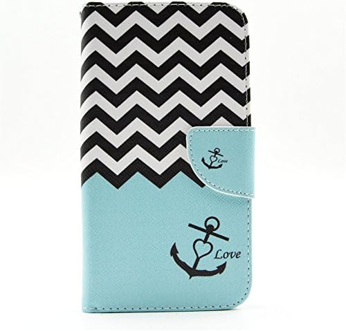 Galaxy E7 Case, GOODTONY [Credit Card Slot][Kickstand Feature] PU Leather Flip Wallet Stand Case With Card Slots Cover for Samsung Galaxy E7 (Wavy Anchor)