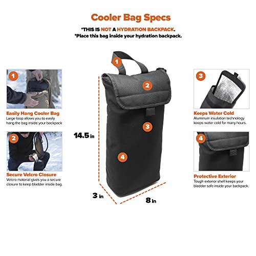 Diaz Sport 3L Hydration Pack Water Bladder Reservoir - Includes Insulated Cooler Bag & Free Clips to Hold Drinking Tube - Tasteless, Leakproof, TPU, BPA-Free, Quick Release & Shutoff Valve