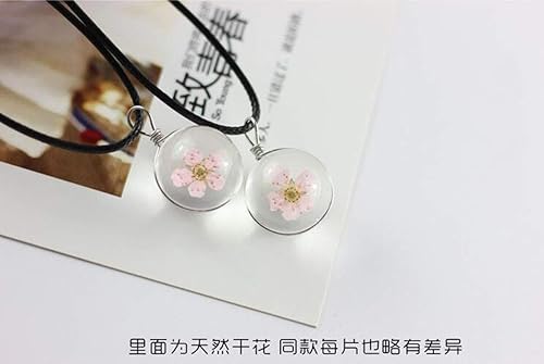 Amazon Libaraba ピーチブロッサム ドライフラワープラント ガラスボールペンダントネックレス ジュエリーボックス付き ピーチブロッサム ネックレス レディース ピンク ネックレス 通販
