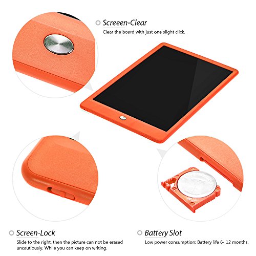 Highwinner LCD Writing Tablet, 10 inch Electronic Writing Board Digital Drawing Graphic Doodle Tablet,Portable Handwriting Notepad with Protect Sleeve (Orange)