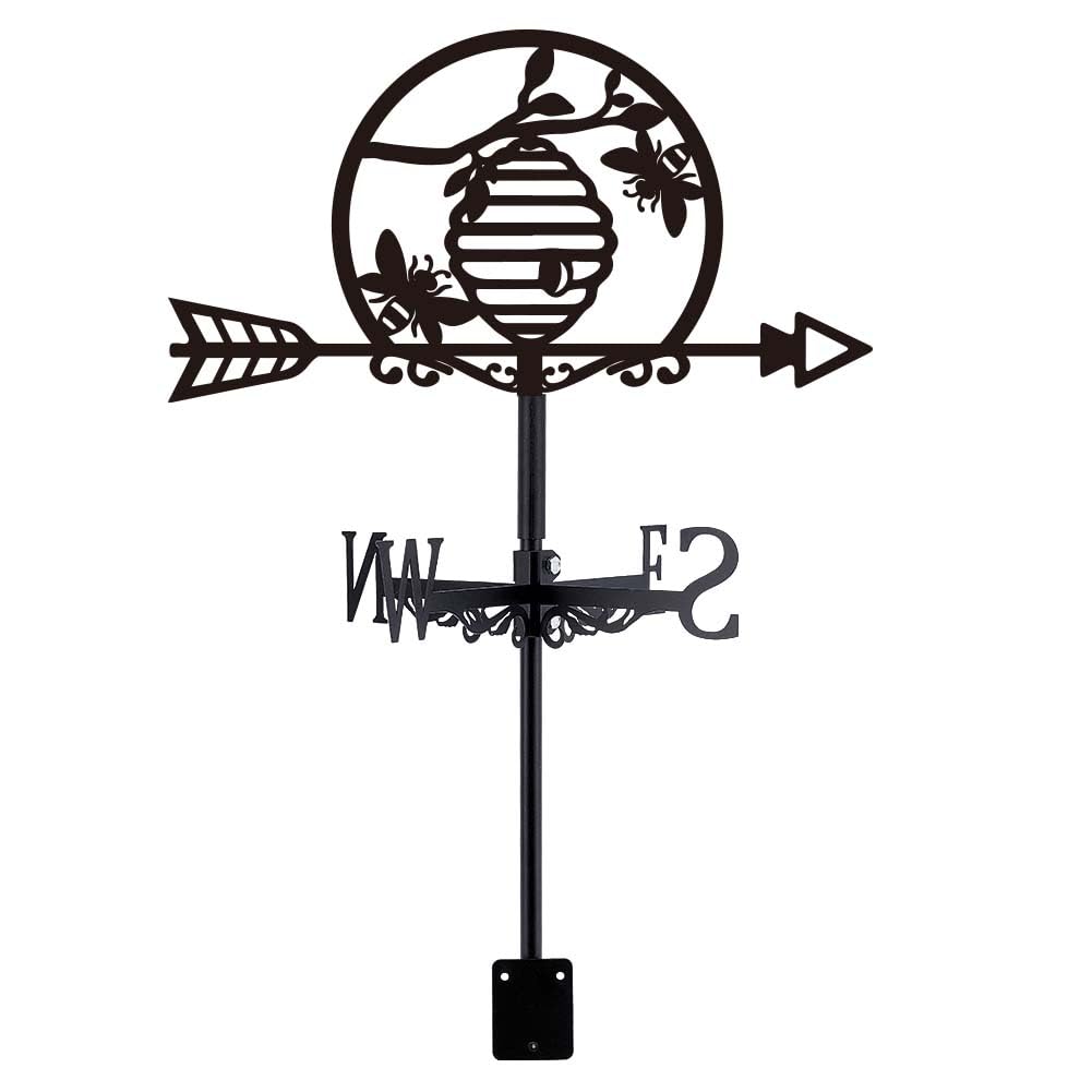 SUPERDANT Bee Weather Vane for Roof Beehives Metal Weathervanes Black Wind Direction Indicators Wind Vanes Signs for Farmhouse Yard Outdoor Farm Barn Sheds Garden Patio Decoration