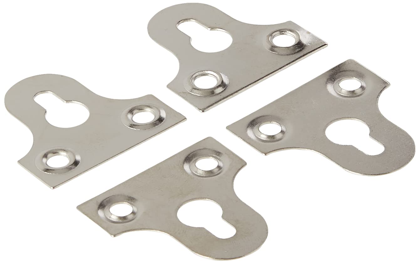 Merriway BH02965 (4 Pcs) Slotted Glass Mirror Picture Hanging Plate, 38mm (1.1/2 inch) Chrome Plated - Pack of 4 Pieces