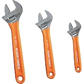 KLEIN TOOLS D5073 3-Piece Extra Capacity Adjustable Wrench Set | 6, 8, and 10-Inch Adjustable Wrenches, Forged Alloy Steel, Metric and SAE