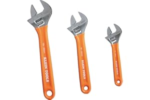 KLEIN TOOLS D5073 Adjustable Wrench Set, Extra Capacity, 6-Inch, 8-Inch, 10-Inch, Forged Alloy Steel, Metric and SAE, 3-Piece