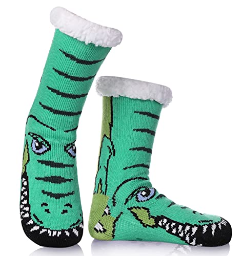 DYW Mens Slipper Socks Animal Fuzzy Non Slip Fluffy Winter Warm Soft Thick Fleece lined Thermal Home Socks