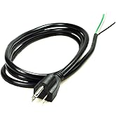 Pinfox 6ft 14 Gauge 3 Prong Heavy Duty Replacement Power Supply Cord Cable 110V 115V 120V Pigtail for Universal AC Appliance, NEMA 5-15 Plug US SJT 14AWG (15A)