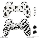 Silicone PS4 Controller Skin - Case for Sony PlayStation 4 Controller with Matching Thumb Grips, 2 Sets zebra-stripe