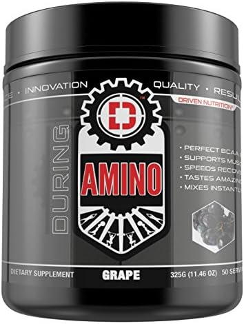 Driven Amino Branched-Chain Amino Acid with Glutamine - 2:1:1 BCAA Ratio, 4g Leucine - Train Harder & Longer - Increase Muscle Mass, Aid Recovery - Low-Carb - Vegan - 50 Servings - Grape
