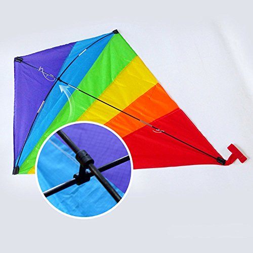 HAPPYTOY Rainbow Diamond Kite - 47 inch Easy Flyer Rainbow Kites for Kids and Adults with 300ft Line Great Beginner Kite - Thumbnail 2