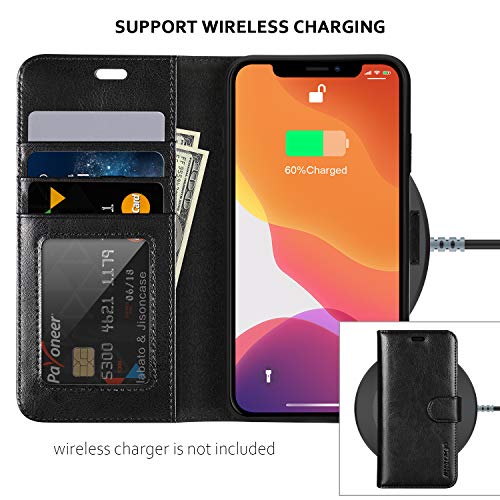 labato iPhone 11 Wallet Case, Leather iPhone 11 Case with Credit Card Holder Slot Magnetic Closure Shockproof Flip Stand Case Cover Support Wireless Charging for Apple iPhone 11 6.1 inch Black