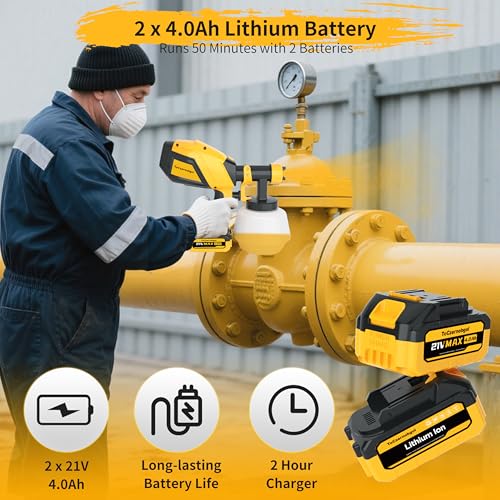 Cordless Paint Sprayer, 1200ML Electric Spray Gun with Dual 4.0Ah Batteries | 5 Nozzles, 3 Spray Patterns and Adjustable Spray Width for Furniture, Cabinets, Fences, Walls & DIY Projects. Easy Cleaning