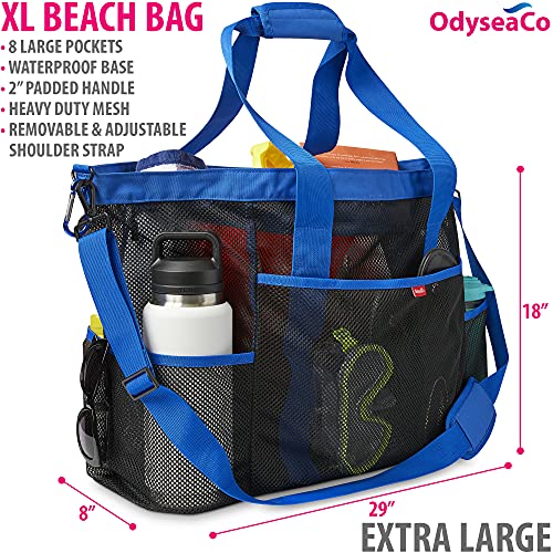 Odyseaco Extra Large Mesh Beach Bag Mesh Beach Tote Waterproof Sandproof Beach Accessories