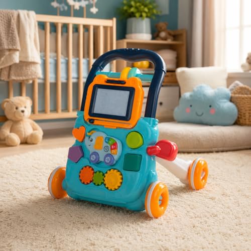 Andador Infantil Educativo Azul com Painel Interativo Musical