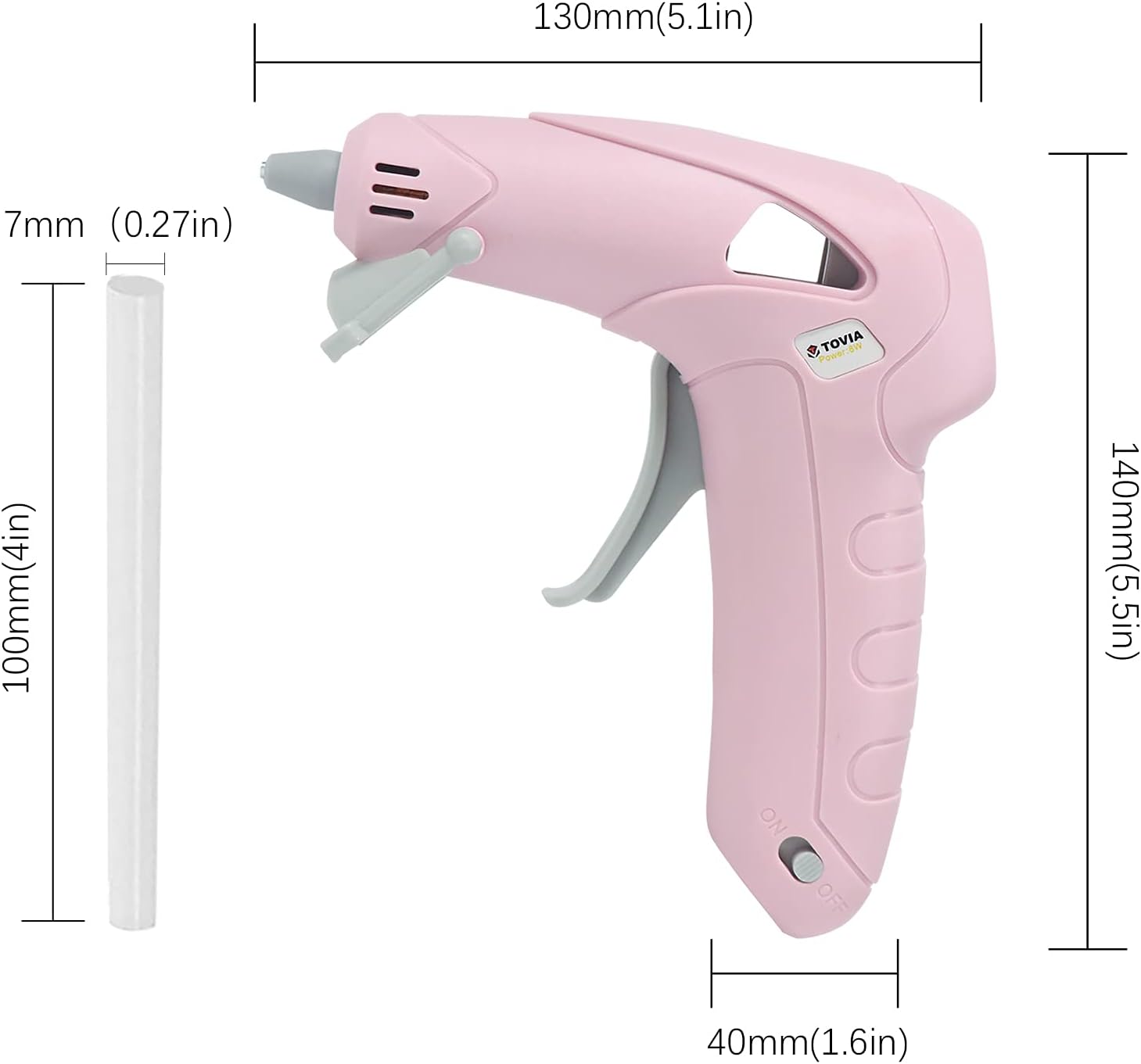 T TOVIA Wireless Hot Glue Gun, Battery Operated Mini Cordless Rechargeable Hot Melt Gun Kit with 30pcs Clear and Black Glue Sticks for Children Adults DIY Crafts, Home Decoration, Daily Repairs(Pink): Home Improvement
