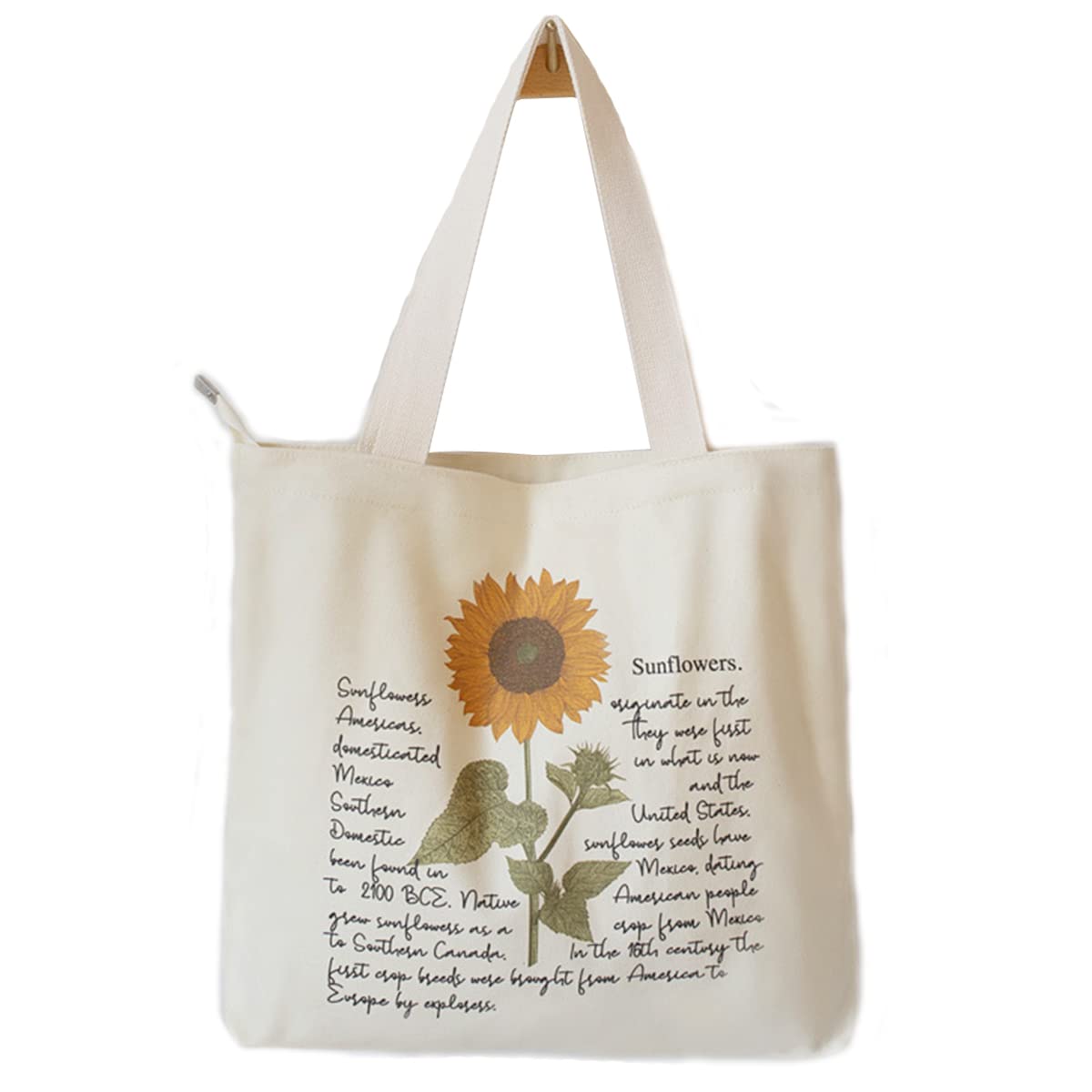 Jiamusi Floral Canvas Tote Bag Botanical Shopping Bag Aesthetic Flower Tote Bag Canvas Grocery Bag for Women Girl Trendy School Tote
