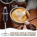 Hand MILK FROTHER - drink mixer portable Electric mini foam maker with stainless whisk - accessories for bulletproof coffee, cappuccino, latte, frappe, matcha - battery operated milk foamer (Black)