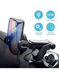 Cargador inalámbrico para automóvil   One Touch Cargador inalámbrico automático   Soporte para cargador Qi para automóvil iPhone inalámbrico compatible x 8 8 más Samsung GalaxyS8   S9   Nota. Sensor de movimiento por infrarrojos Abrazadera abierta automát
