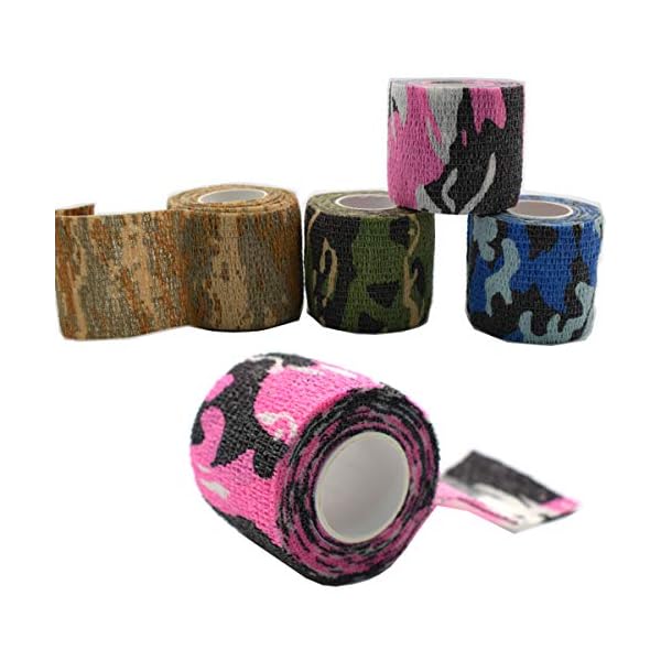 Tarnband Selbsthaftend,dancepandas 12 Rollen Camouflage Tape Tarnnetz Selbstklebender Verband für Paintball Waffen,Taschenlampe, Teleskop, Fahrrad (5CMx4.5M) – Bild 4
