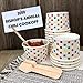 Mini Ice Cream Sundae Kit - 4 Ounce Polka Dot Paper Treat Cups - Mini Wooden Taster Spoons - Paper Umbrellas - 24 Each - Pink, Blue, Yellow, Orange