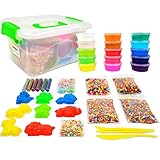 Big Crystal DIY Slime Kit for Kids - 15 Colors Super Slime Supplies Pack - Ultimate Slime Making Kit for Girls Boys - Make Your Own Slime Clear Crunchy Glitter Foam Fruit Slice Slime Kits for Kids