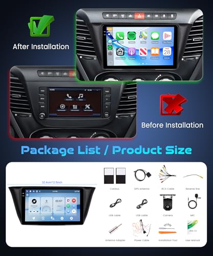 4G+128G Android Car Radio for IVECO Daily 2014-2021 9'' Screen in-Cell Stereo with Carplay Wireless Android Auto Mirror Link GPS Navi Bluetooth WiFi FM/RDS/EQ Controls Del Flying Camera Reversing