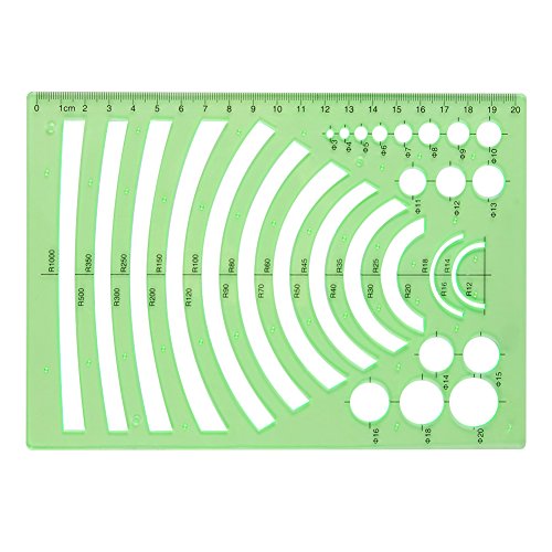 COCODE Set of 6 Plastic Geometric Stencils Measuring Templates for Office and School, Building Formwork, Drawings Drafting Templates, Clear Green Color