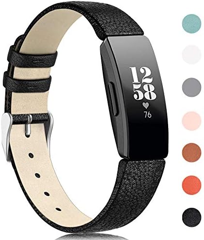 Onedream Compatible for Fitbit Inspire HR Strap/Inspire Strap Leather for Women Men, Classic Adjustable Replacement Sport Wristband for Fitbit Inspire HR Fitness Accessories
