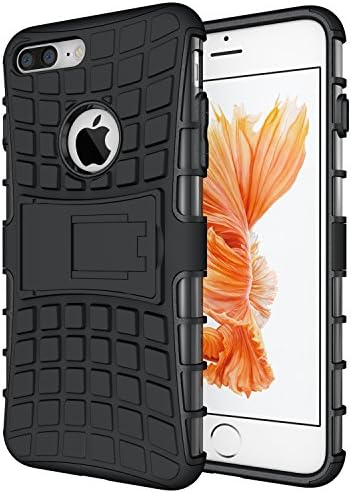 iPhone 7 Plus Case, Xbows [Rugged Wave] Slim Durable Protective Shockproof Case Built-in Kickstand for Apple iPhone 7 Plus (Black)