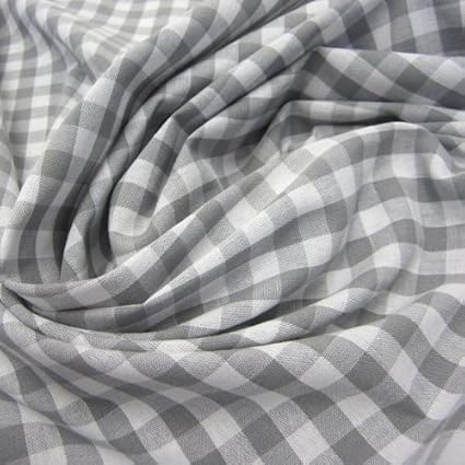 Gingham Fabric Grey White Chequered Country Curtain Amazon Co