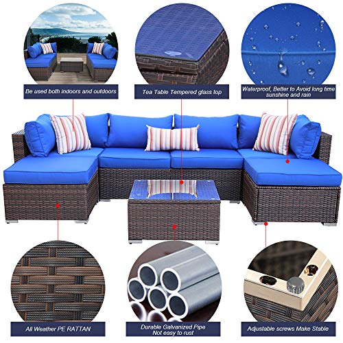 JETIME Outdoor Rattan Sofa Set Patio Furniture Wicker Garden Couch Sectional Set Conversation