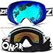ZIONOR X7 Ski Snowboard Snow Goggles for Men Women Anti-fog UV Protection Spherical Dual Lens Design (VLT 13.67% Blue Frame Revo Blue Lens)