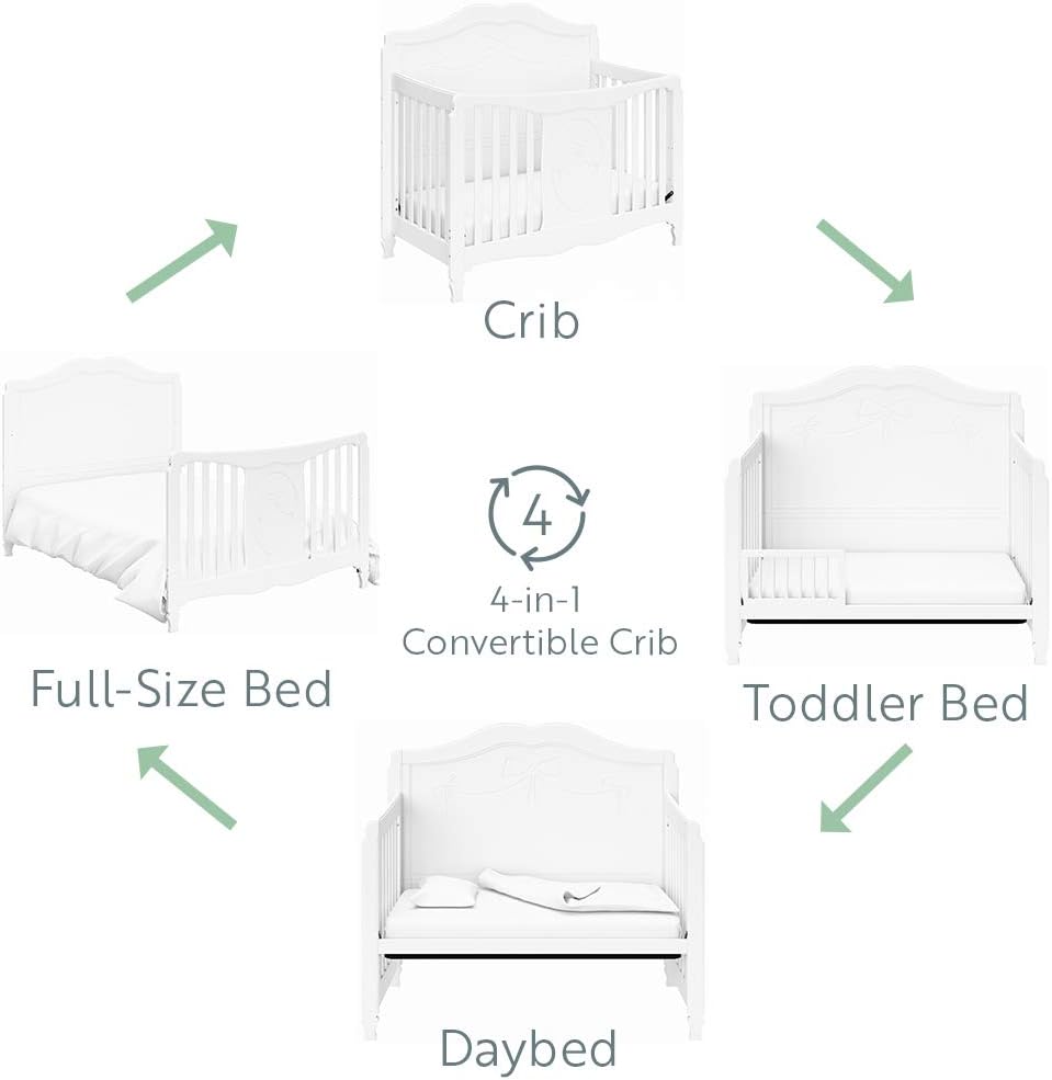 storkcraft princess 4 in 1 convertible crib white