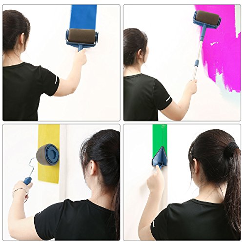 ARTISTORE Paint Roller Brush Kit 7 Pcs Paint Runner Pro Brush Handle Flocked Edger Room Wall Printing for Home Office