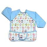 Luxja Baby Waterproof Sleeved Bib, Long Sleeve Bib for Toddler (6-24 Months), Cute Owl