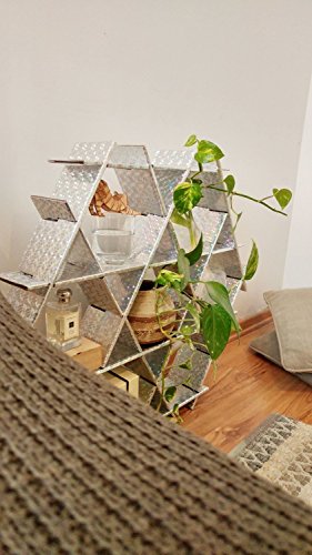 Silver Unicorn End Table Bedroom Night Stand - Bedside Table - Modern Bedroom Decor - Cardboard Ruche shelving unit - Medium - Thumbnail 2