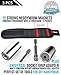 Magnetic Wristband for Holding Tools with Universal Socket Grip - Strong Magnets Armband Tool Holder for Men w/Ratchet Wrench Power Drill Adapter Fathers Day Gifts Tools for Dad, DIY Handyman (Black)