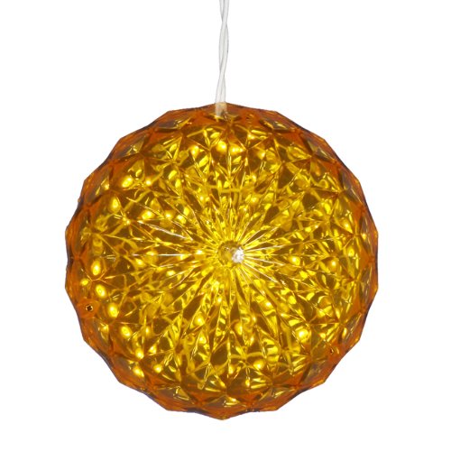 Yellow LED Lighted Hanging Christmas Crystal Sphere Ball Outdoor Decoration 6