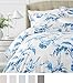 Amazon Brand – Pinzon Signature 190-Gram Cotton Heavyweight Velvet Flannel Duvet Cover Set, Full / Queen, Floral Smoky Blue