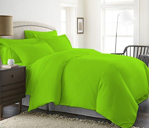 Bed Alter 1000 Thread Count Duvet Cover with Zipper & Corner Ties 100% Egyptian Cotton Luxurious & Hypoallergenic (Queen/Full, Parrot Green)