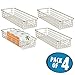 mDesign Metal Wire Food Storage Shallow Basket Organizer with Handles for Organizing Kitchen Cabinets, Pantry Shelf, Bathroom, Laundry Room, Closets, Garage - Concerto Collection - 4 Pack - Satin