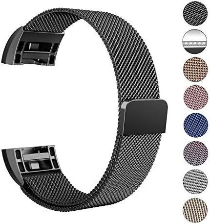 LANGREE Fitbit Charge 2 Strap Band Replacement, Milanese Loop Stainless Steel Magnetic Replacement Wristband Bracelet Watch Band for Fitbit Charge 2