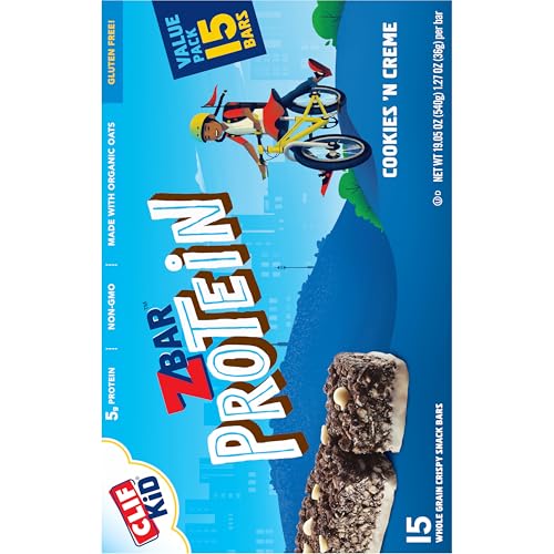 ZBAR PROTEIN – COOKIES ‘N CREME – CRISPY SNACK BARS – MADE WITH ORGANIC OATS – NON-GMO – 5G PROTEIN – GLUTEN FREE PROTEIN BARS (15 PACK)