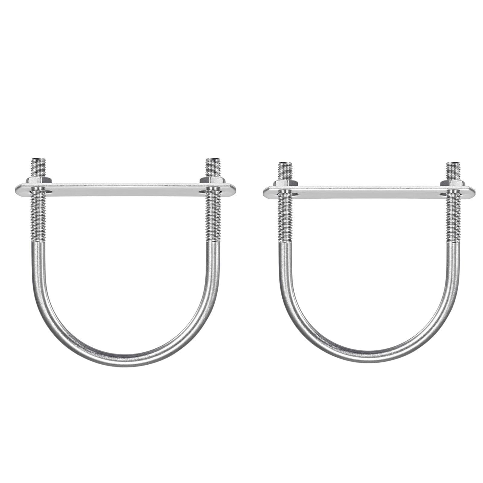 TOP-VIGOR 2 sets M6 Round U-Bolts, 51mm Inner Width 71mm Length 304 Stainless Steel Tie Down U-Bolts with Nut, Plate for Building Installations Mechanical Parts Connection Cehicles Ships — image 1