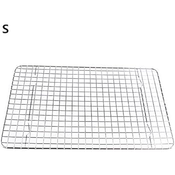Cooling Grill Rack, Baking Roasting Wire Shelf, Heavy Duty, 100% Stainless Steel, Oven Safe, Fits Half Sheet Cookie Pan (S)