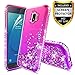 Compatible with Samsung Galaxy J2 Case, Galaxy J2 Core/Galaxy J2 Dash/Galaxy J2 Pure Case Glitter Liquid Quicksand Shiny Sparkle Flowing Bling Diamond Clear Cute Cover for Girls Women Purple/Pink